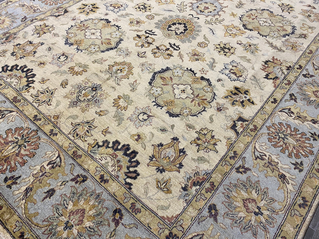 7.10 x 10 Handmade Decorative Quality Wool Rug IVORY LIGHT BLUE #F-6447