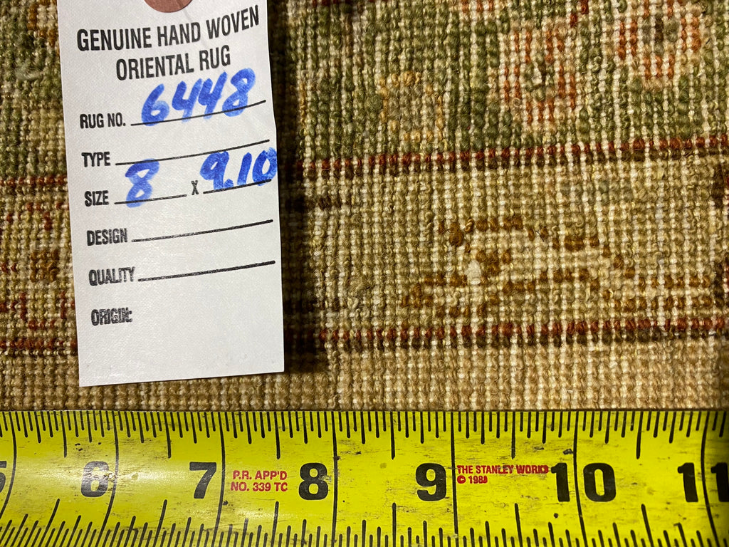 8 x 10 GREEN Agra Rug Handmade Quality Wool #F-6448