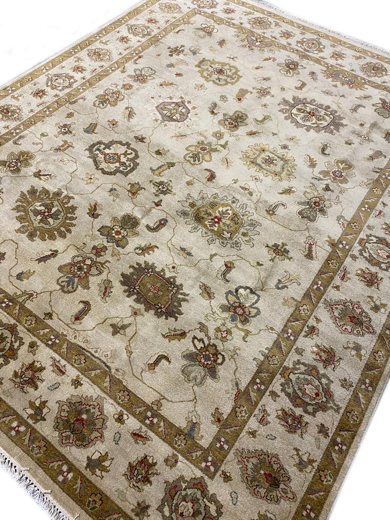 8 x 10 Natural Wool Handmade New Oushak Rug #F-6452