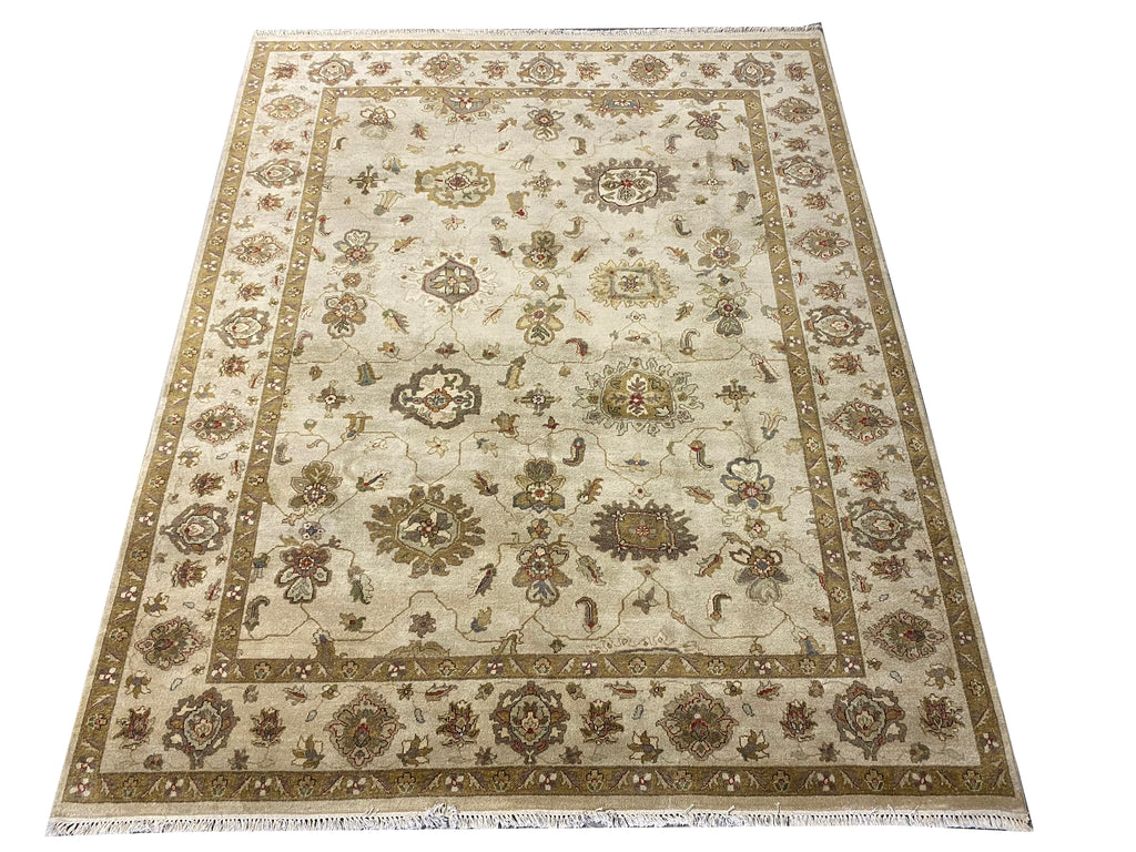 8 x 10 Natural Wool Handmade New Oushak Rug #F-6452