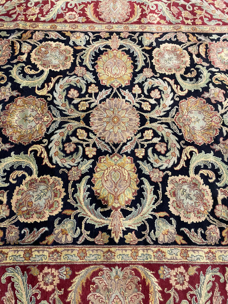 8 x 10 New Handmade Jaipour Quality Lustrous Dense Wool Rug RICH BLACK BURGUNDY #F-6456