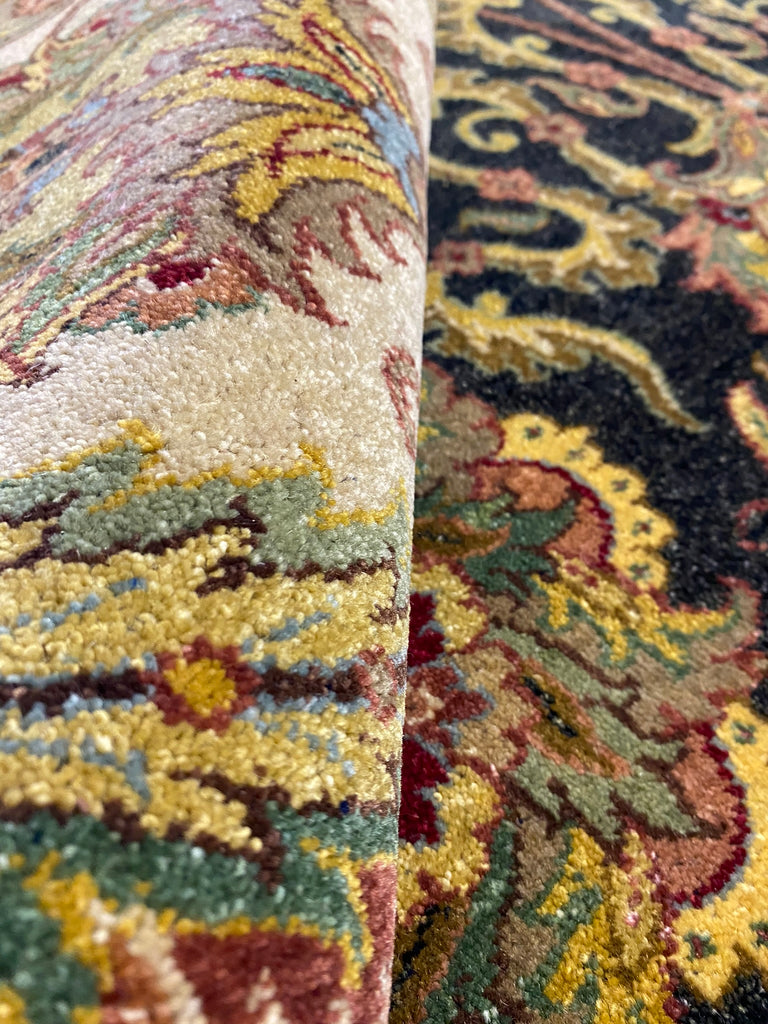 8 x 10.4 Quality Jaipour Rug BLACK LUSTROUS DENSE WOOL #F-6457