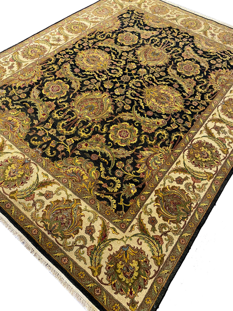 8 x 10.4 Quality Jaipour Rug BLACK LUSTROUS DENSE WOOL #F-6457
