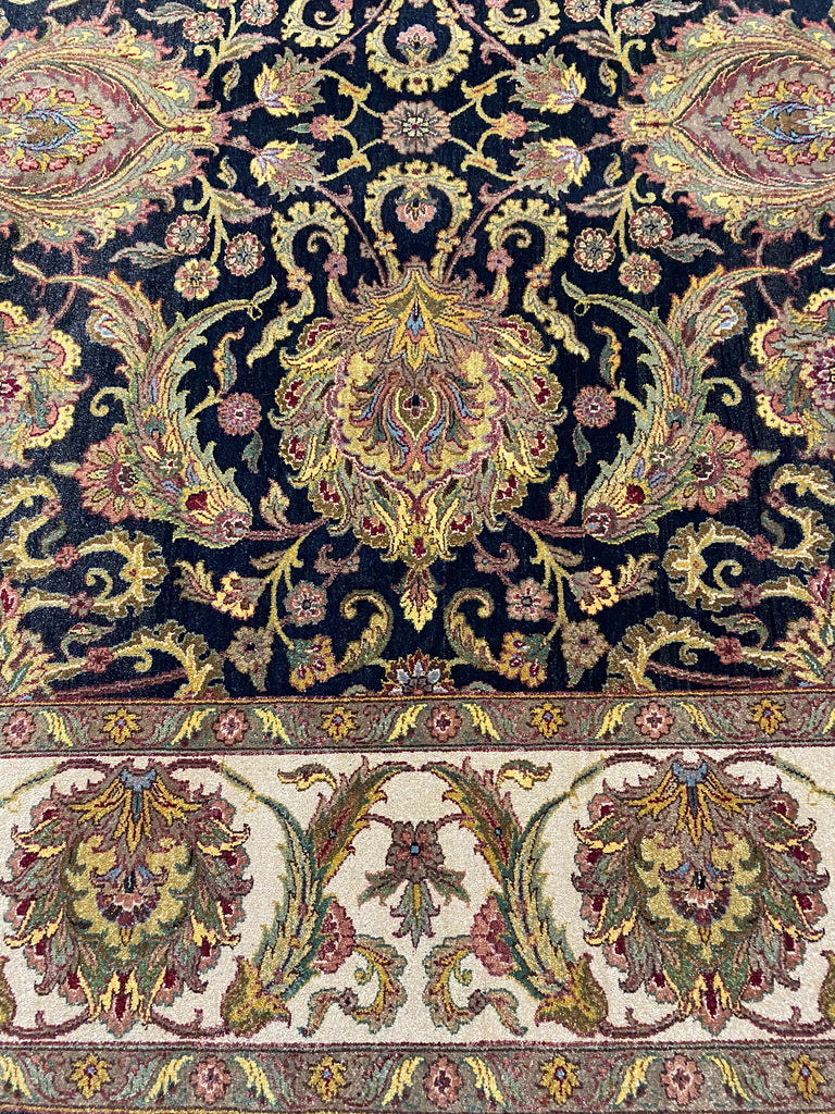 8 x 10.4 Quality Jaipour Rug BLACK LUSTROUS DENSE WOOL #F-6457