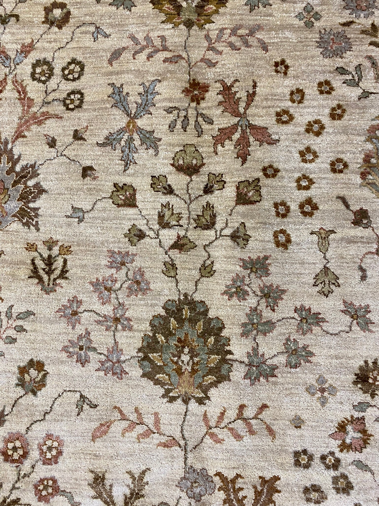 8.0 x 10 Agra Quality Wool Handmade Rug Beige Olive Green #F-6461