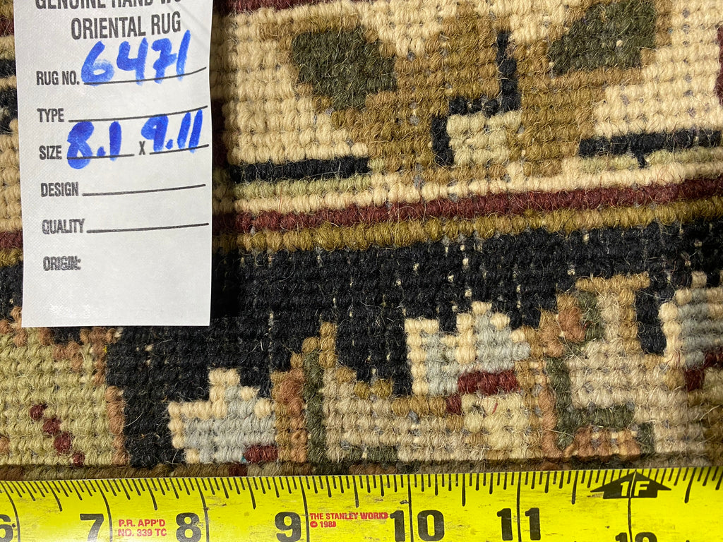 8.1 x 10 GREEN Handmade Agra Rug #F-6471