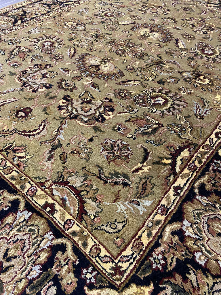 8.1 x 10 GREEN Handmade Agra Rug #F-6471