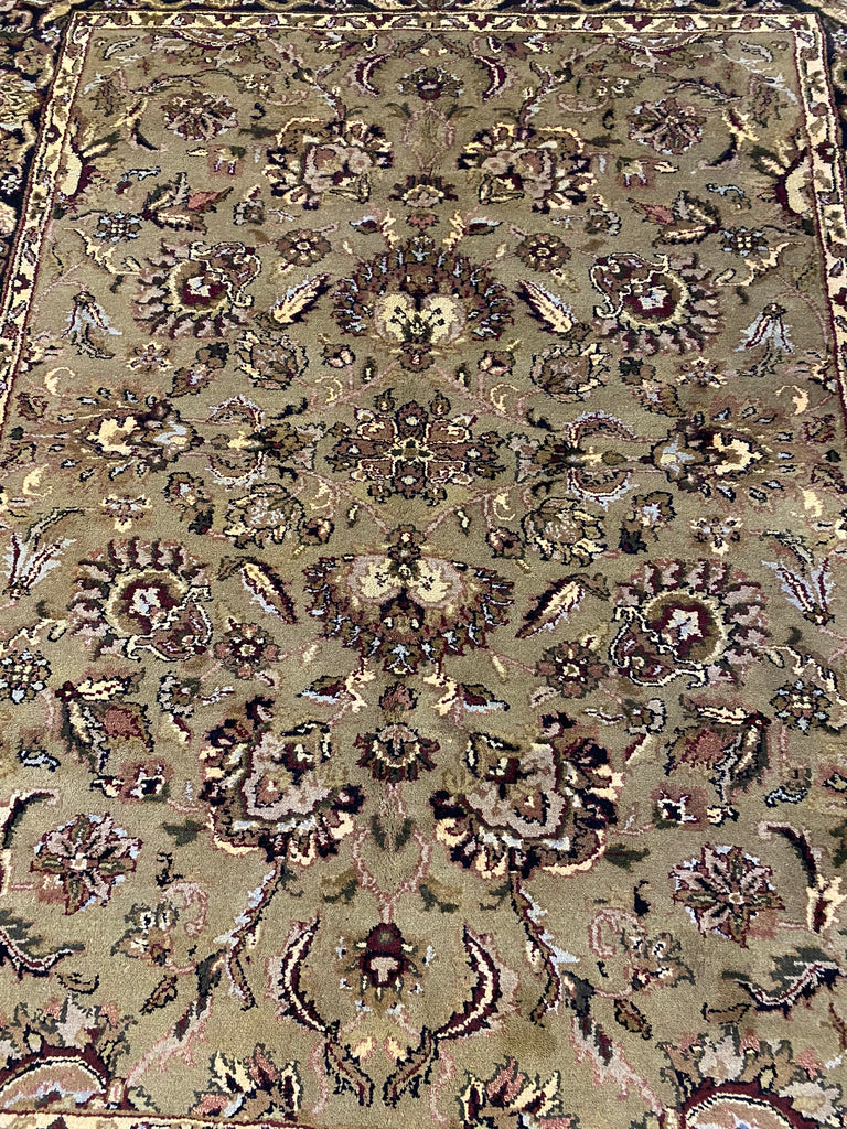 8.1 x 10 GREEN Handmade Agra Rug #F-6471
