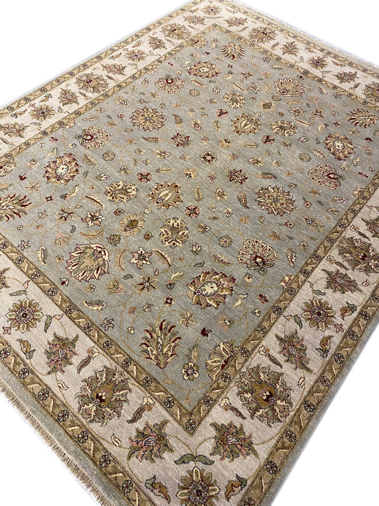 8 x 10 LIGHT GREEN Fine Quality Handmade Ziglar Rug #F-6472