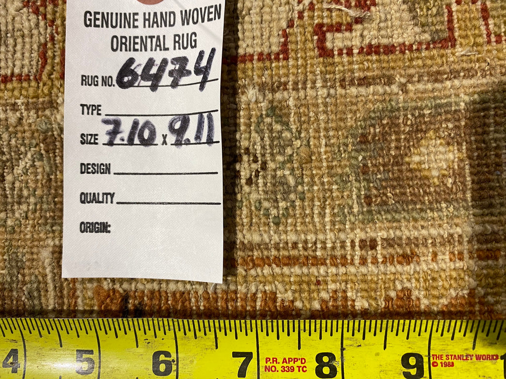 8.0 x 10.0 New Handmade Agra Rug Natural Wool #F-6474