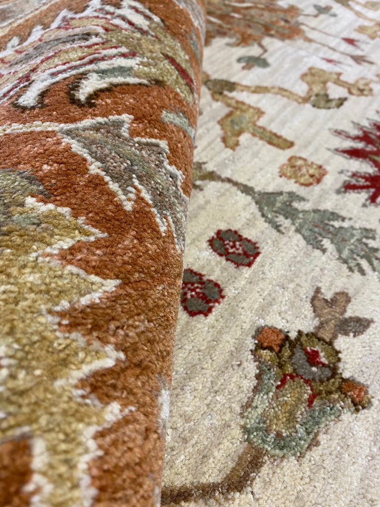 8.0 x 10.0 New Handmade Agra Rug Natural Wool #F-6474