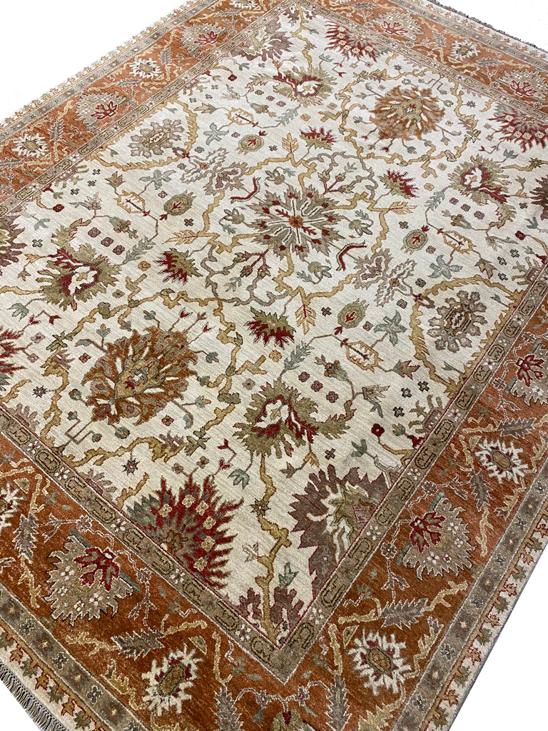 8.0 x 10.0 New Handmade Agra Rug Natural Wool #F-6474