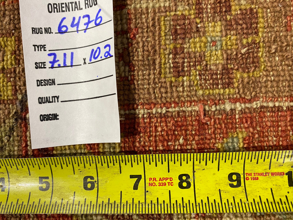 8.0 x 10.2 Natural Quality Wool Handmade Agra Rug GREEN RUST #F-6476