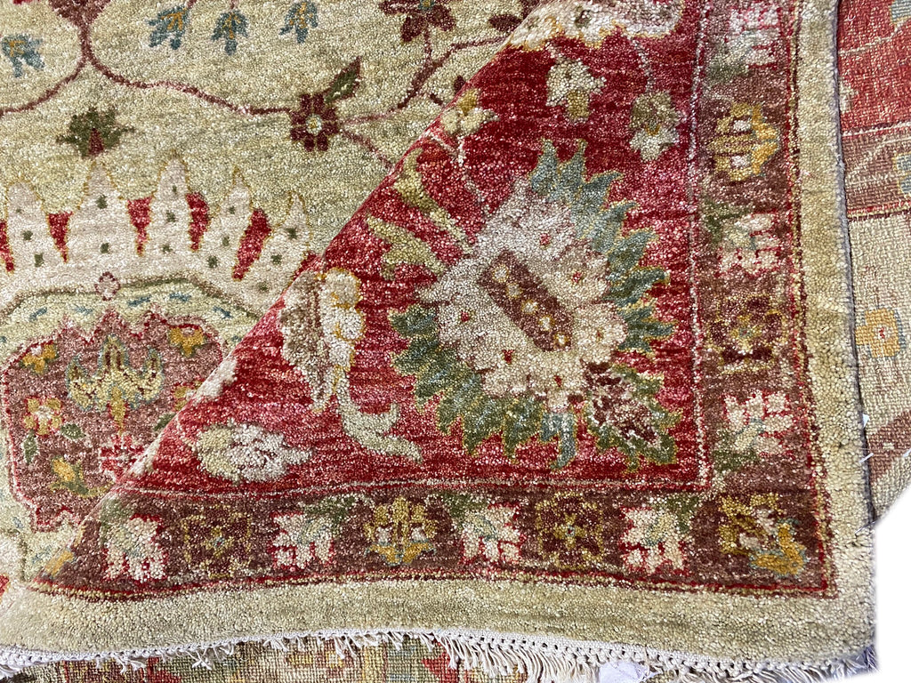 8.0 x 10.2 Natural Quality Wool Handmade Agra Rug GREEN RUST #F-6476