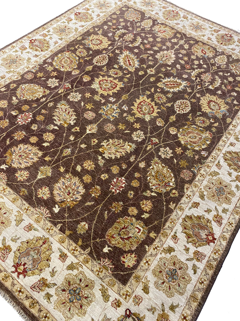 8 x 10 Chocolate BROWN Ziglar Rug Natural Wool #B-72584