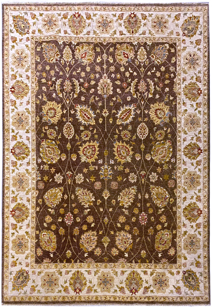 8 x 10 Chocolate BROWN Ziglar Rug Natural Wool #B-72584