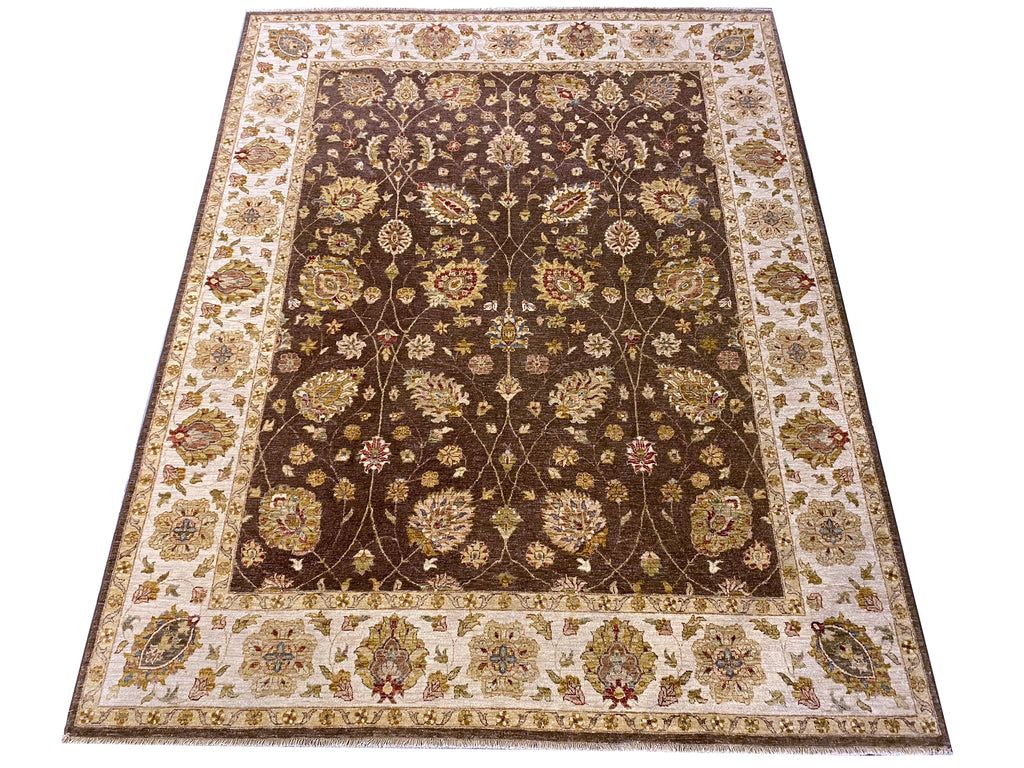 8 x 10 Chocolate BROWN Ziglar Rug Natural Wool #B-72584