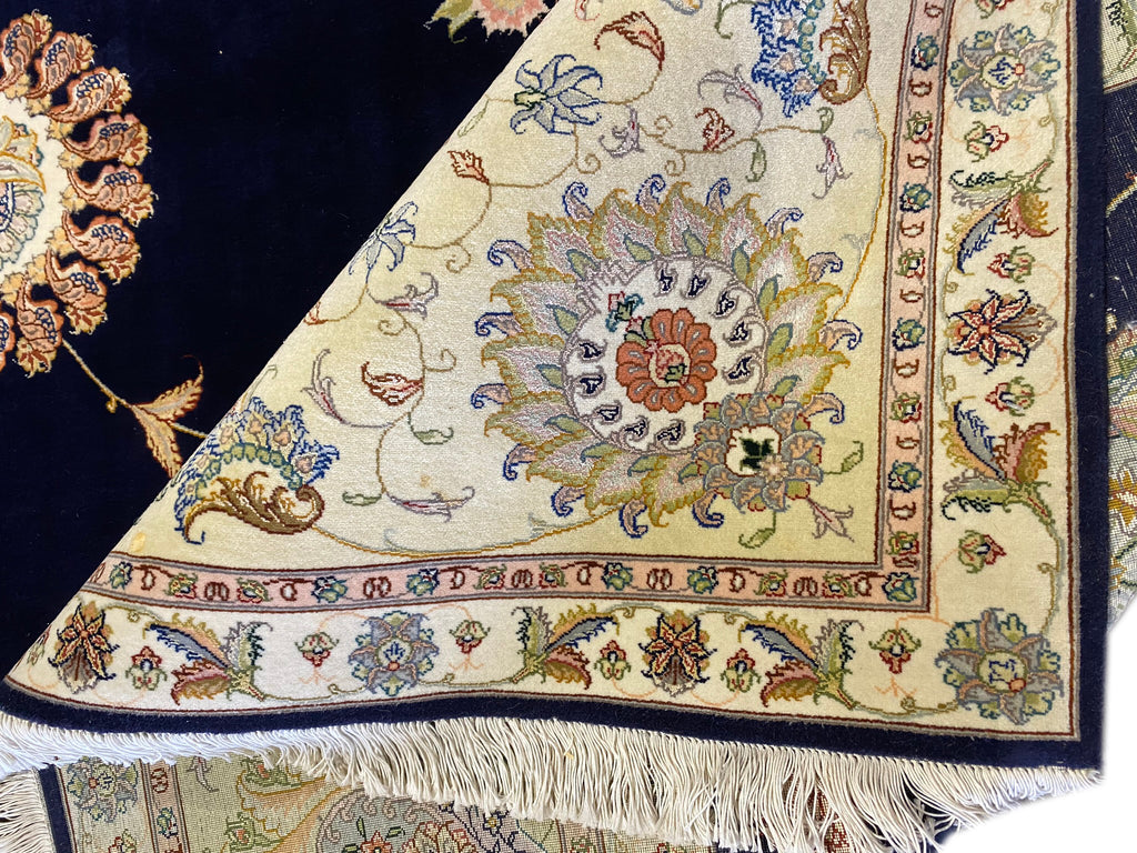 9.10 x 13 Fine Weave 400 KPSI Wool and Silk Persian Tabriz SIGNED Rug Handmade IRAN #F-6479