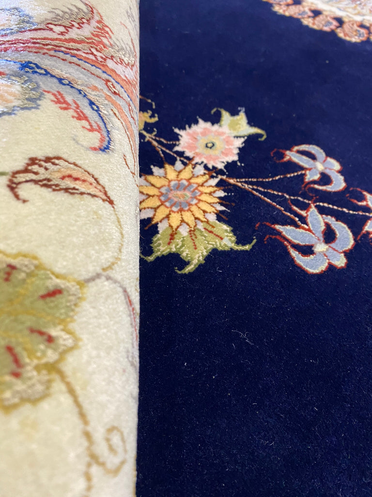 9.10 x 13 Fine Weave 400 KPSI Wool and Silk Persian Tabriz SIGNED Rug Handmade IRAN #F-6479