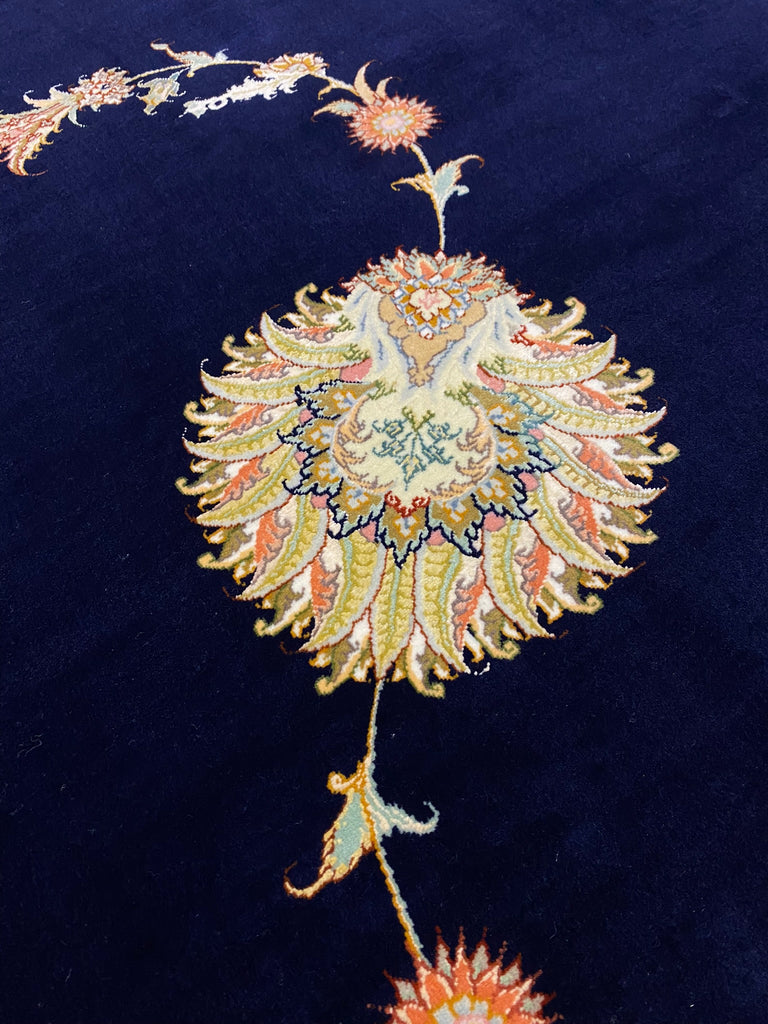 9.10 x 13 Fine Weave 400 KPSI Wool and Silk Persian Tabriz SIGNED Rug Handmade IRAN #F-6479