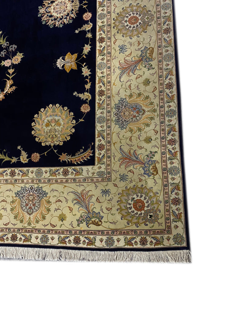 9.10 x 13 Fine Weave 400 KPSI Wool and Silk Persian Tabriz SIGNED Rug Handmade IRAN #F-6479