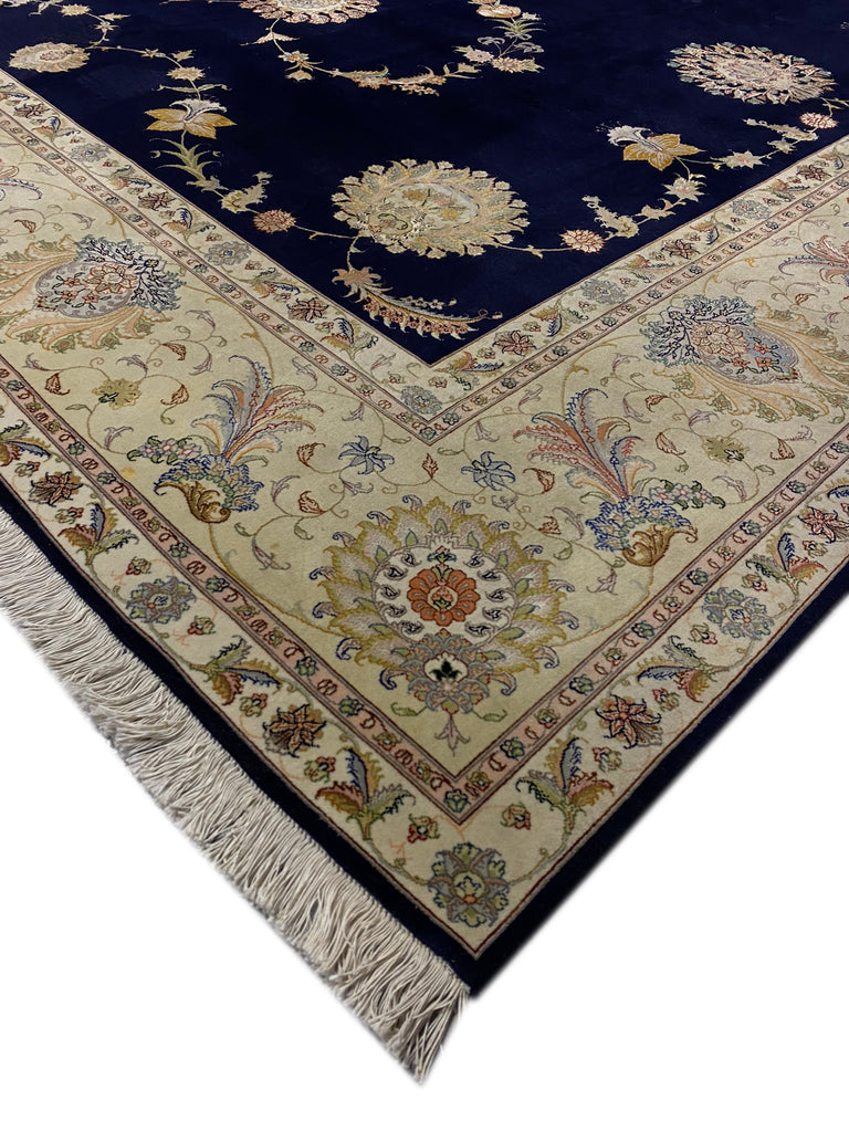 9.10 x 13 Fine Weave 400 KPSI Wool and Silk Persian Tabriz SIGNED Rug Handmade IRAN #F-6479