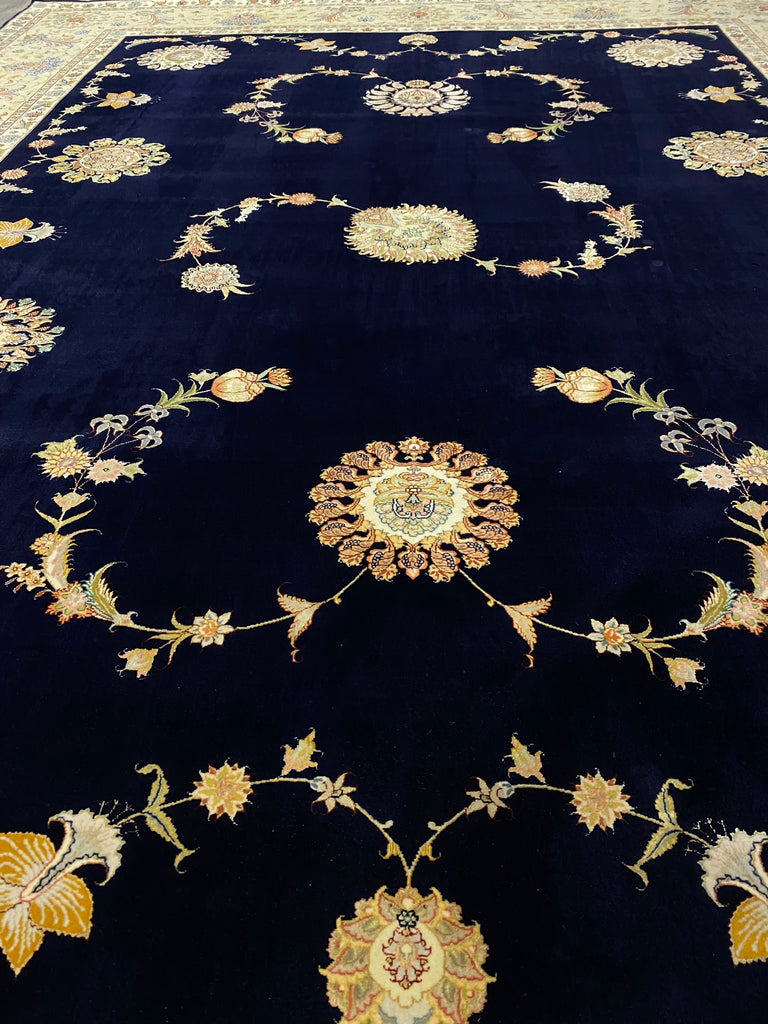 9.10 x 13 Fine Weave 400 KPSI Wool and Silk Persian Tabriz SIGNED Rug Handmade IRAN #F-6479