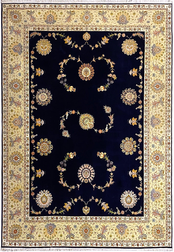 9.10 x 13 Fine Weave 400 KPSI Wool and Silk Persian Tabriz SIGNED Rug Handmade IRAN #F-6479