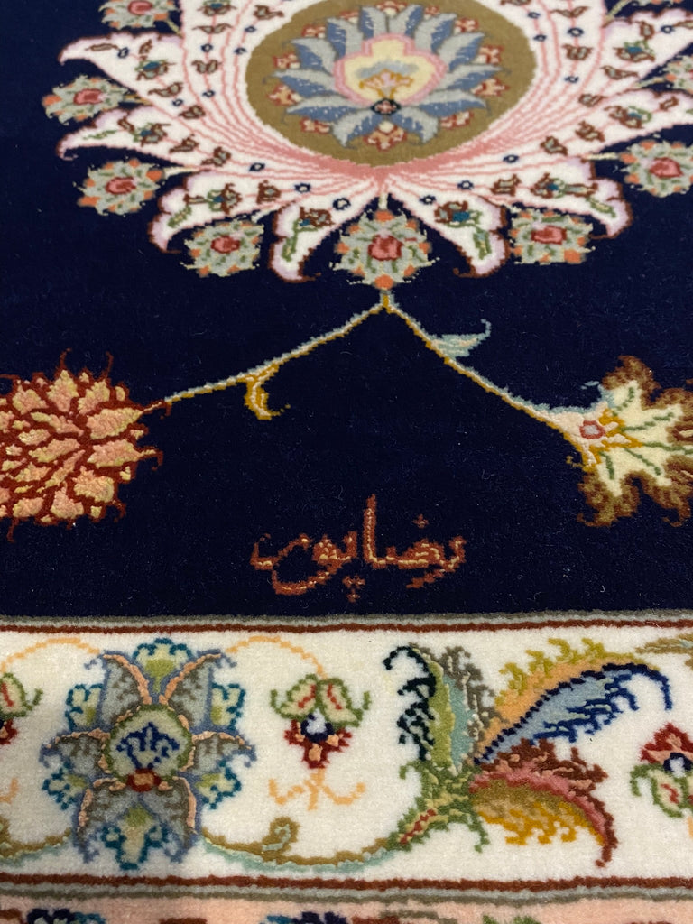 9.10 x 13 Fine Weave 400 KPSI Wool and Silk Persian Tabriz SIGNED Rug Handmade IRAN #F-6479