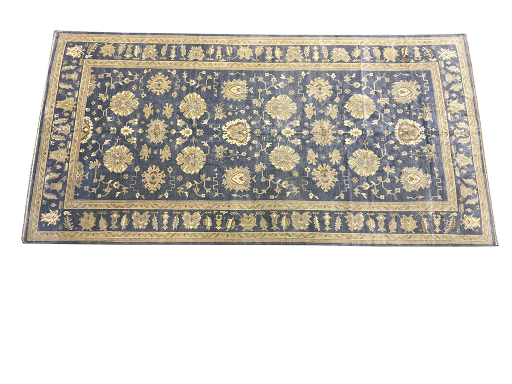 10.2 x 20.0 Large Unusual Size Runner Slate Gray Handmade Rug #B-78932