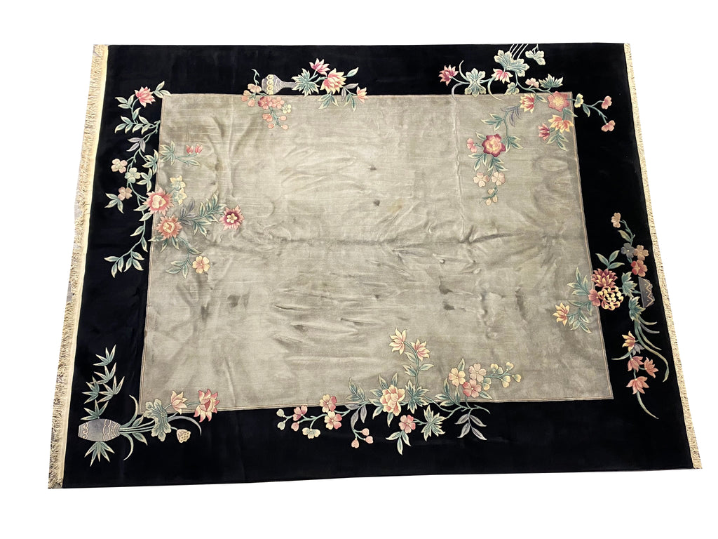 11.10 x 14.11 Ivory Wool Pile Large Art Deco Rug UNUSED 79951