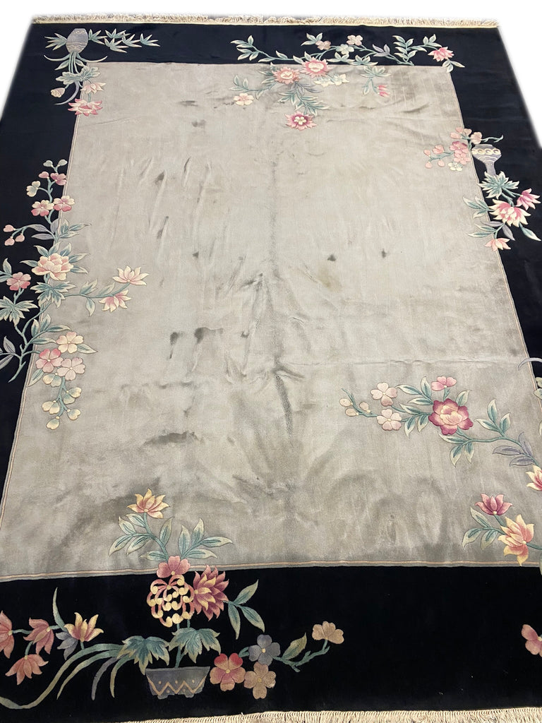 11.10 x 14.11 Ivory Wool Pile Large Art Deco Rug UNUSED 79951