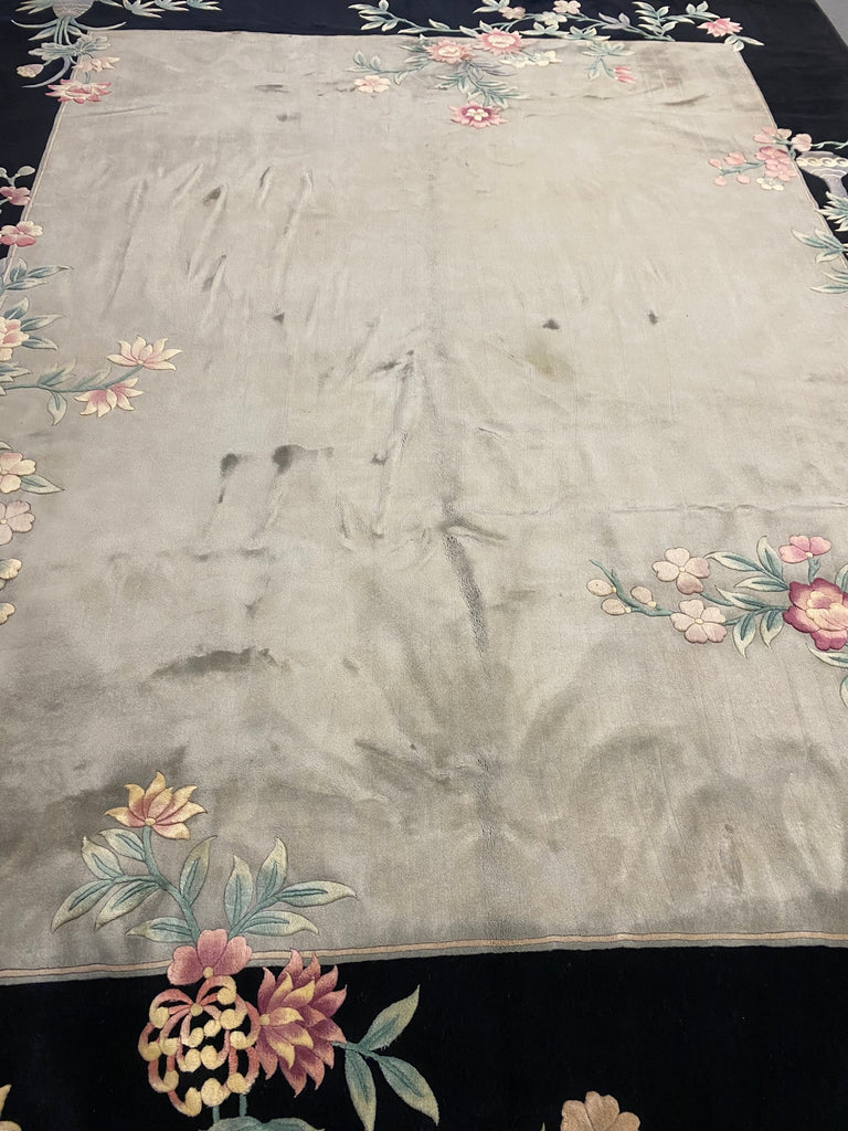 11.10 x 14.11 Ivory Wool Pile Large Art Deco Rug UNUSED 79951