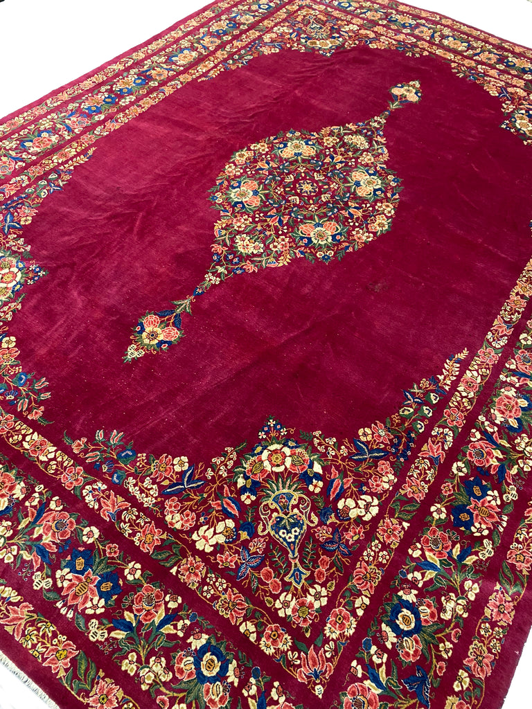 10.4 x 14.1 Authentic Antique Persian Kashan Kerman Rug #F-6480