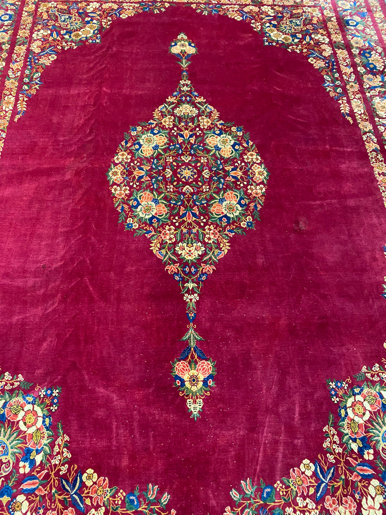 10.4 x 14.1 Authentic Antique Persian Kashan Kerman Rug #F-6480