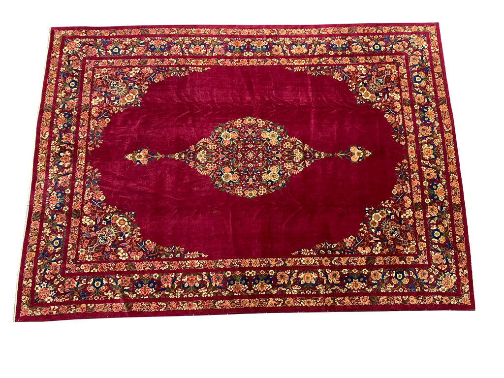 10.4 x 14.1 Authentic Antique Persian Kashan Kerman Rug #F-6480
