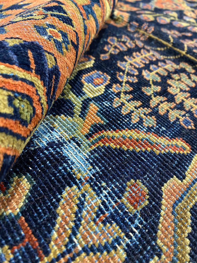 6 x 8.8 Authentic Antique Persian Blue Sarouk Mohajeran Rug #F-6481