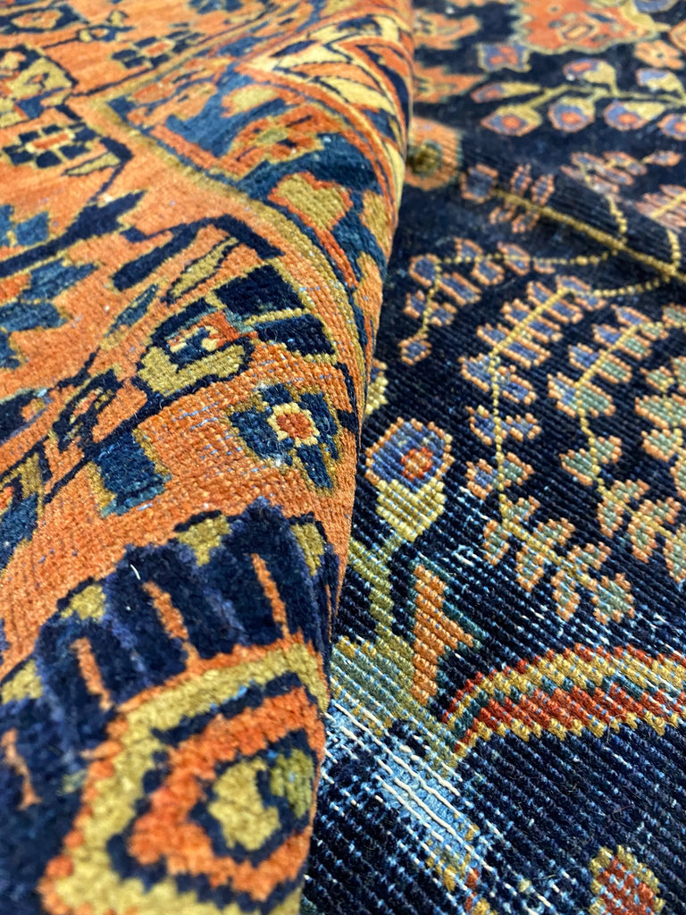 6 x 8.8 Authentic Antique Persian Blue Sarouk Mohajeran Rug #F-6481