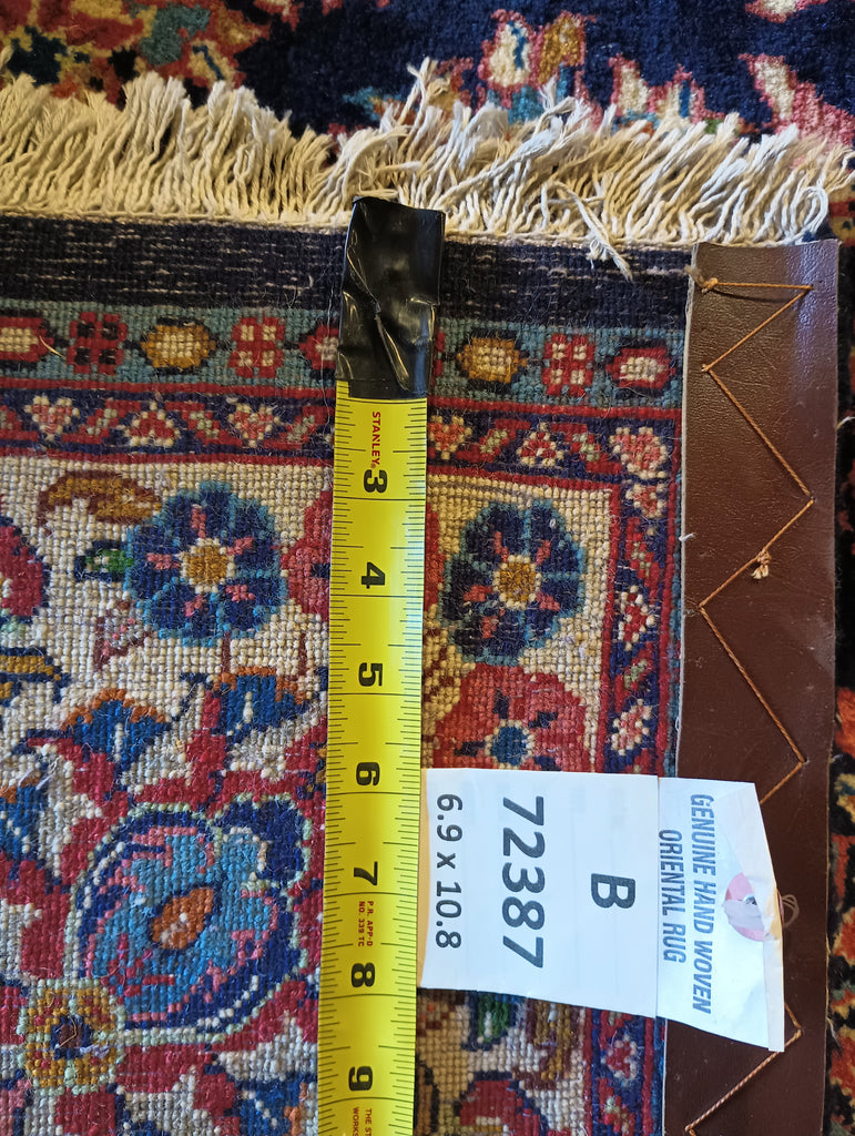 6.9 x 10.8 Classy Quality Persian Sarouk Rug Royal Blue #B-72387