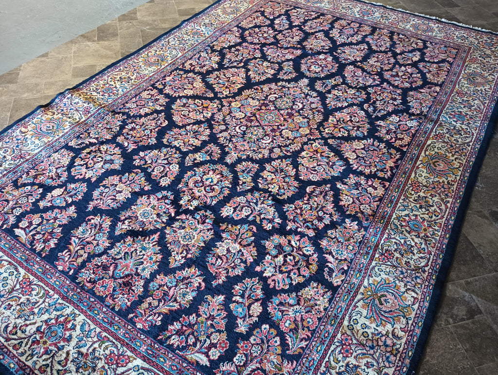 6.9 x 10.8 Classy Quality Persian Sarouk Rug Royal Blue #B-72387