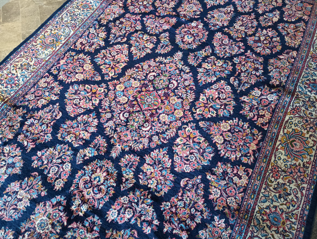 6.9 x 10.8 Classy Quality Persian Sarouk Rug Royal Blue #B-72387