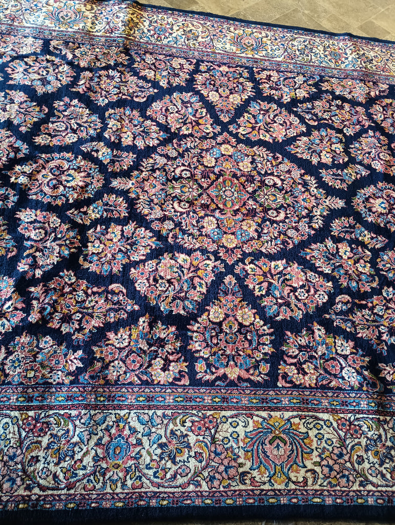 6.9 x 10.8 Classy Quality Persian Sarouk Rug Royal Blue #B-72387