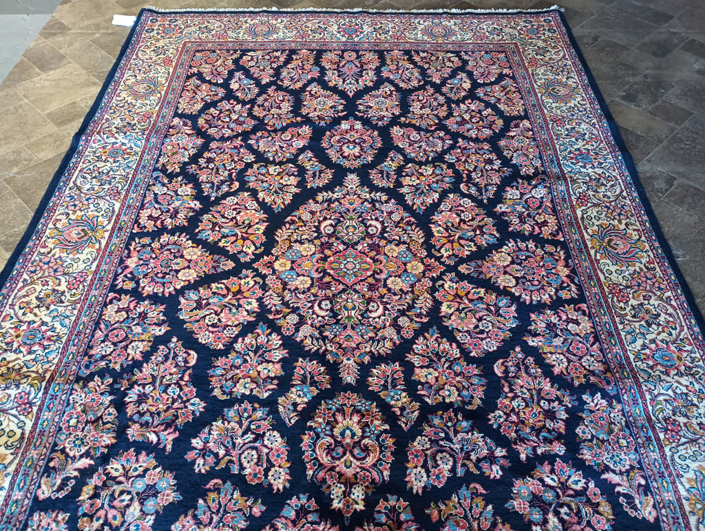 6.9 x 10.8 Classy Quality Persian Sarouk Rug Royal Blue #B-72387