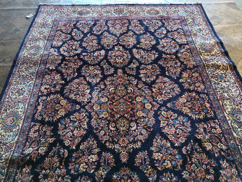 6.9 x 10.8 Classy Quality Persian Sarouk Rug Royal Blue #B-72387