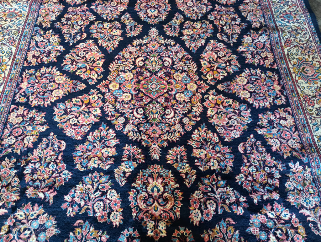 6.9 x 10.8 Classy Quality Persian Sarouk Rug Royal Blue #B-72387