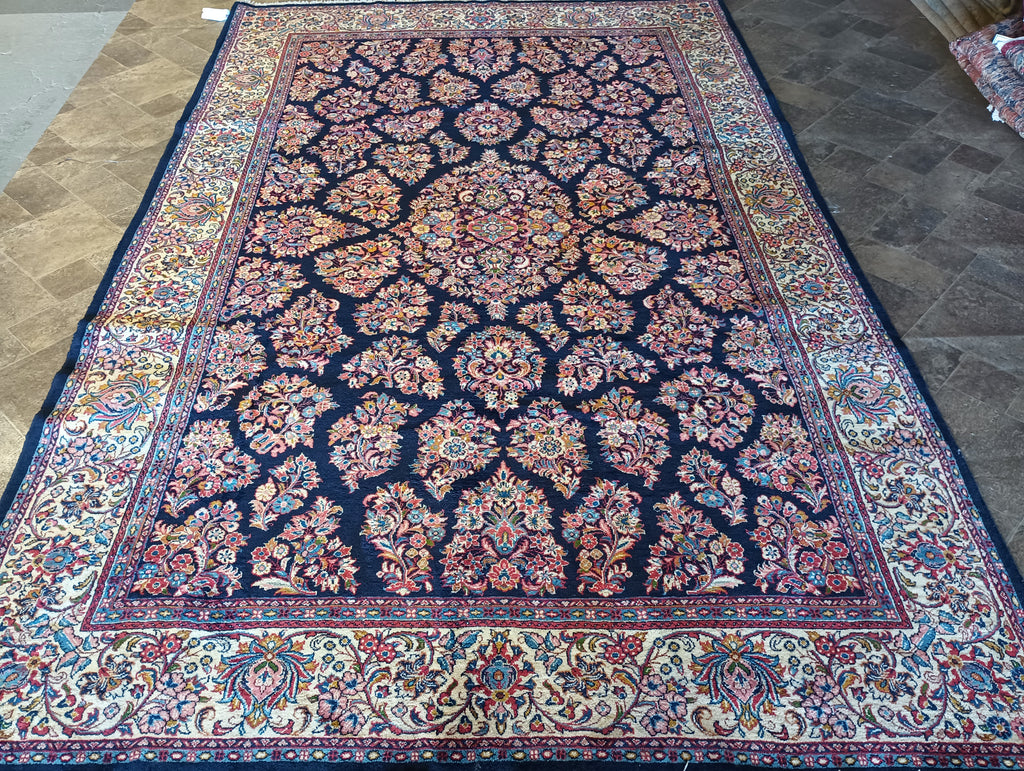 6.9 x 10.8 Classy Quality Persian Sarouk Rug Royal Blue #B-72387