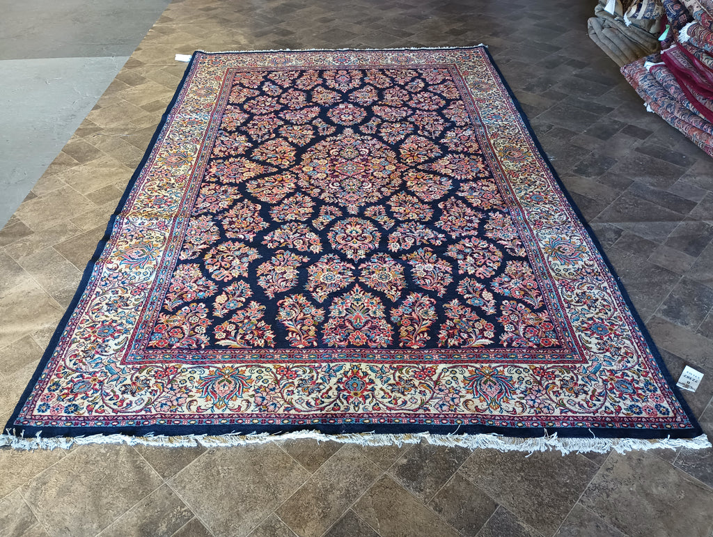 6.9 x 10.8 Classy Quality Persian Sarouk Rug Royal Blue #B-72387