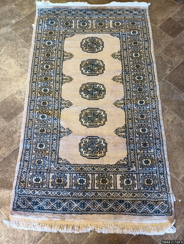 2.7 x 4.6 Beige Bokhara Hand-Knotted Wool #F-5844