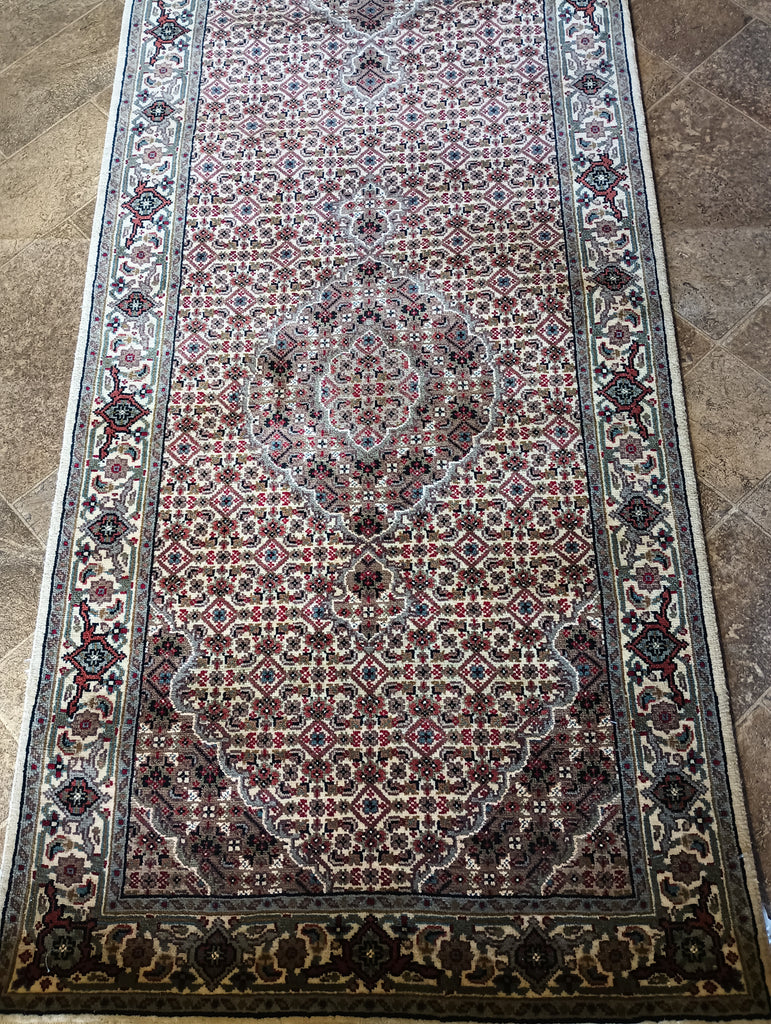 2.3 x 8.10 Hand-Knotted Wool and Silk Mahi Tabriz Carpet #F-5855