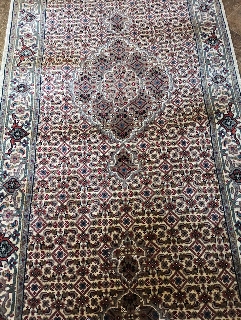 2.3 x 8.10 Hand-Knotted Wool and Silk Mahi Tabriz Carpet #F-5855